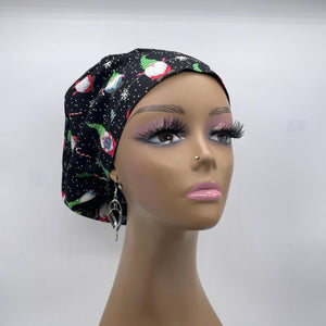 Christmas Elf Surgical SCRUB CAP green red black Europe style nursing caps fabric and satin lining option.
