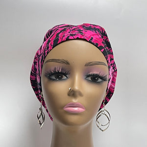 Niceroy Satin Lined Surgical SCRUB CAP  pink black  Europe style nursing caps cotton fabric and .