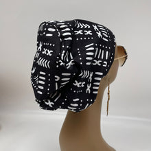 Load image into Gallery viewer, Niceroy Satin Lined surgical SCRUB HAT CAP,  Ankara Europe style black and white African print fabric and .