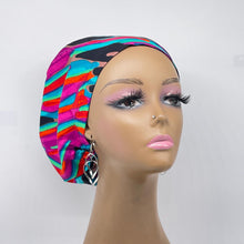 Load image into Gallery viewer, Ankara Surgical Scrub Cap – Adjustable African Print Cotton Nursing Hat with Mask Buttons