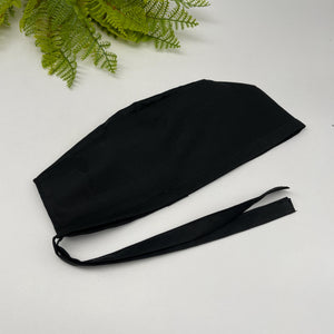 Niceroy MEN Black unisex pixie surgical SCRUB HAT Cap, nursing caps,tie back cap, satin lining option cotton fabric