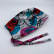 Load image into Gallery viewer, Abstract Print Scrub Cap: Tie Back Surgical Hat with Satin Lining