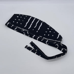 Black and white unisex pixie Men surgical SCRUB HAT CAP, nursing caps, tie back cap, satin lining option African print men scrub cap