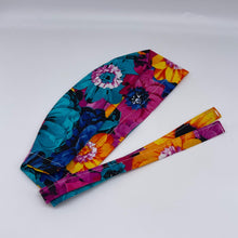 Load image into Gallery viewer, Niceroy satin linedMulticolored floral unisex pixie Men surgical SCRUB HAT CAP, nursing caps, tie back cap,  African print men scrub cap