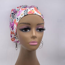 Load image into Gallery viewer, Niceroy Satin Lined Surgical SCRUB CAP purple pink floral Europe style nursing caps fabric and .