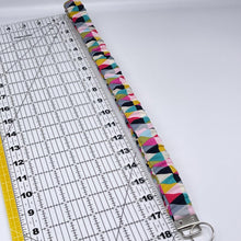 Load image into Gallery viewer, Handmade Cotton Scrunchie Lanyard Keychain and Keychain : Floral Teacher ID Badge Holder