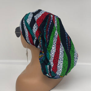 Ponytail PONY SCRUB CAP, cotton fabric surgical scrub hat pony nursing caps and silk satin lining option for locs /Long Hair