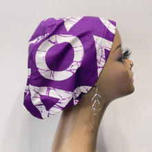 Load image into Gallery viewer, Surgical Scrub Cap - Adjustable Purple White Cotton Nursing Hat