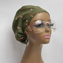 Load image into Gallery viewer, Niceroy Surgical SCRUB CAP Green beige Mushroom Europe style nursing caps cotton fabric and satin lining option.