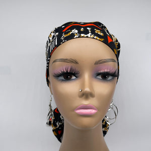 Ponytail hat PONY SCRUB CAP, yellow black brown orange surgical scrub hat nursing caps and satin lining option for locs, braid, long hair