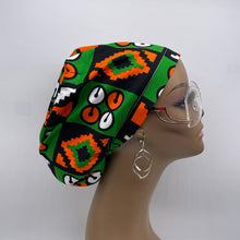 Load image into Gallery viewer, Niceroy Satin Lined SCRUB HAT CAP, Green Orange Black White Europe Euro style nursing caps, healthcare hats protective hair covers, nurse gift.