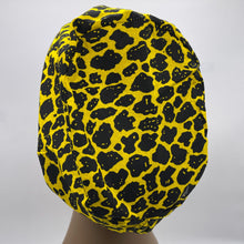Load image into Gallery viewer, Niceroy Surgical SCRUB CAP Yellow black Ankara Europe style nursing caps cotton African print fabric and satin lining option.