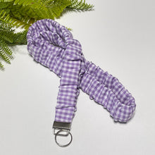 Load image into Gallery viewer, Gingham Scrunchie Lanyard - Cotton Keychain Holder &amp; Badge Strap