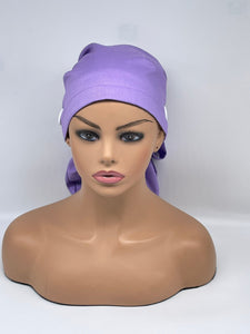 Ponytail PONY SCRUB CAP, solid purple cotton fabric surgical scrub hat pony nursing caps and satin lining option for locs /Long Hair