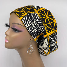 Load image into Gallery viewer, Niceroy Satin Lined Surgical SCRUB CAP cream yellow black Ankara Europe style nursing caps African print fabric and .
