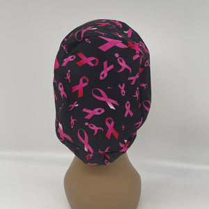 Niceroy Satin Lined BREAST CANCER AWARENESS Europe Style surgical scrub hat, nursing caps Black pink ribbon Hat Cap