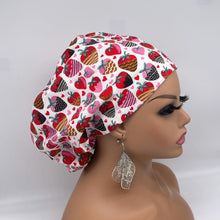Load image into Gallery viewer, Niceroy Satin Lined surgical SCRUB HAT CAP,red pink strawberries Europe style nursing caps made with Cotton fabric and   chemo hat