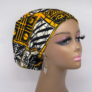 Niceroy Satin Lined Surgical SCRUB CAP cream yellow black Ankara Europe style nursing caps African print fabric and .