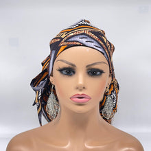 Load image into Gallery viewer, Jumbo Pony Scrub Cap - Brown Cotton Surgical Nursing Hat with Satin Lining