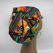 Load image into Gallery viewer, Niceroy Satin Lined Surgical SCRUB CAP Geometric Ankara Europe style nursing caps African print fabric and .