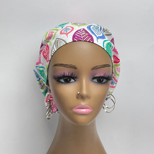 Niceroy SCRUB HAT CAP, multicolored leaves Europe Euro style nursing caps, healthcare hats protective hair covers, nurse gift.
