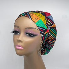 Load image into Gallery viewer, Niceroy Satin Lined Surgical SCRUB CAP Geometric Ankara Europe style nursing caps African print fabric and .