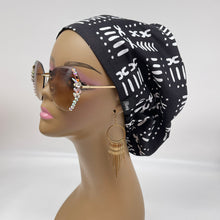 Load image into Gallery viewer, Niceroy Satin Lined surgical SCRUB HAT CAP,  Ankara Europe style black and white African print fabric and .