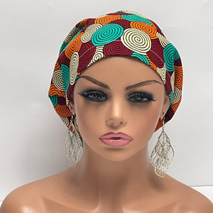 Niceroy Satin Lined Surgical SCRUB CAP Teal Cream maroon Orange Ankara Europe style nursing caps African print fabric and .