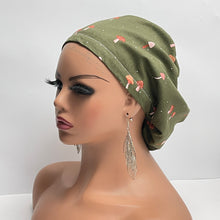 Load image into Gallery viewer, Niceroy Surgical SCRUB CAP Green beige Mushroom Europe style nursing caps cotton fabric and satin lining option.