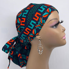 Load image into Gallery viewer, Ponytail hat PONY SCRUB CAP, black teal green orange surgical scrub hat nursing caps and satin lining option for locs, braid, long hair