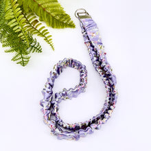 Load image into Gallery viewer, Handmade Satin Scrunchie Lanyard Keychain: Solid and Floral Silk Prints