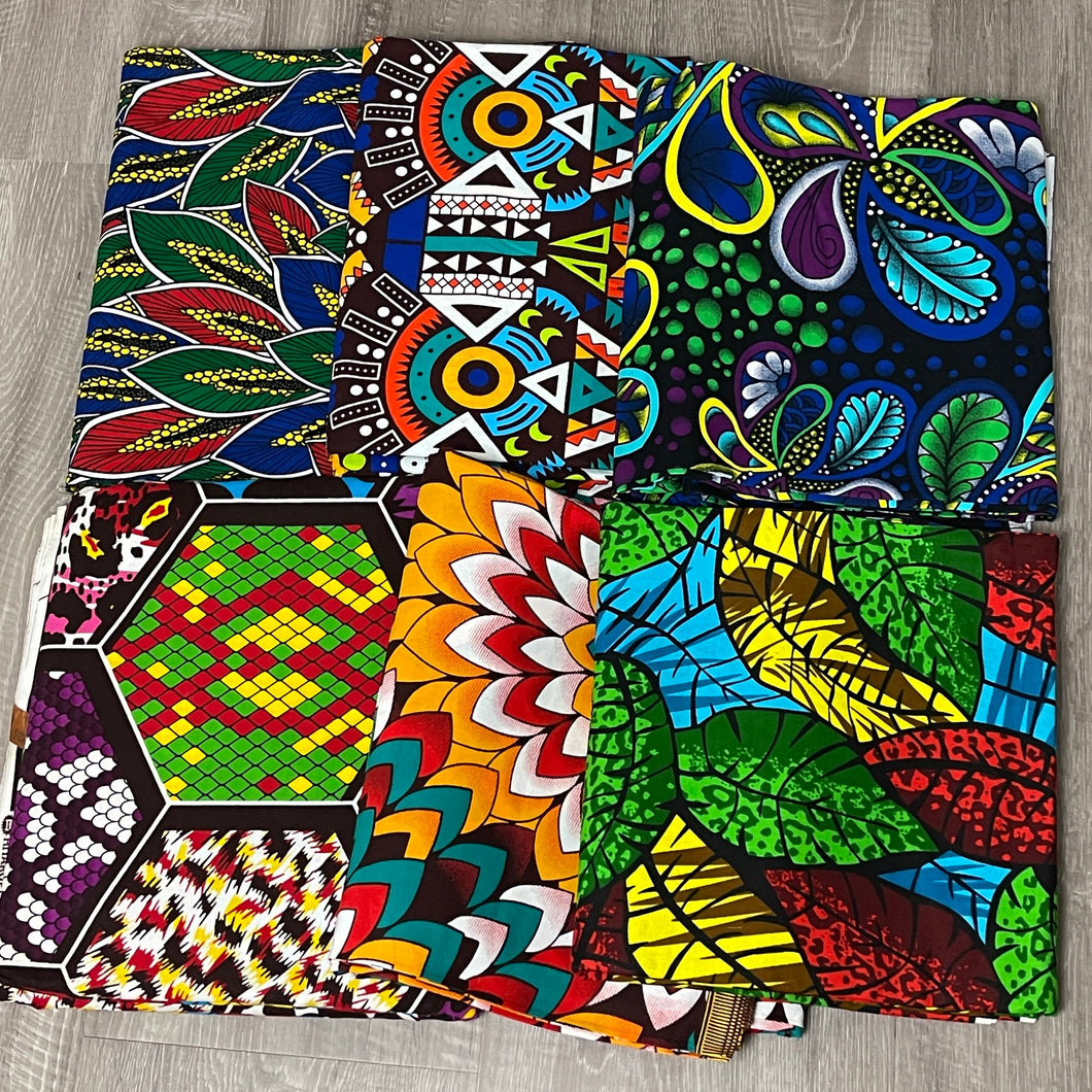 Ankara fabric mystery box of 6 one yard pieces