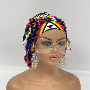 Ponytail Ankara PONY SCRUB CAP, blue, pink teal yellow cotton fabric surgical scrub hat, pony nursing caps for locs, braid, long hair