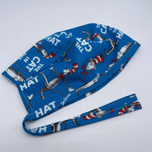 Load image into Gallery viewer, Dr. Seuss &quot;Cat in the Hat&quot; Scrub Hat: Tie Back Surgical Cap