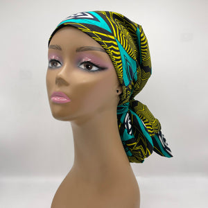 Ponytail Ankara PONY SCRUB CAP, cotton fabric surgical scrub hat pony nursing caps and satin lining option for locs, braid, long hair