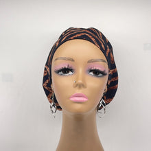 Load image into Gallery viewer, African Print Scrub Cap – Satin Lined Adjustable Cotton Nursing Hat