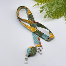 Load image into Gallery viewer, Handmade Patchwork Fabric Lanyard with Retractable Badge Reel