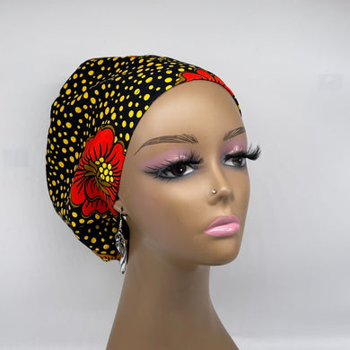 Niceroy Satin Lined Surgical SCRUB CAP dark orange black red yellow Ankara Europe style nursing caps African print fabric and .