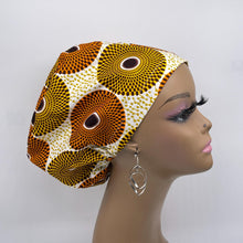 Load image into Gallery viewer, Niceroy Satin Lined Surgical SCRUB CAP tan brown ivory Ankara Europe style nursing caps African print fabric and .
