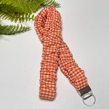 Load image into Gallery viewer, Gingham Scrunchie Lanyard - Cotton Keychain Holder &amp; Badge Strap