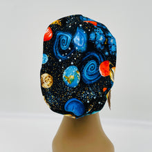 Load image into Gallery viewer, Adjustable surgical OR SCRUB CAP, Solar System night sky Europe style Summer nursing caps  and satin lining option.