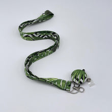 Load image into Gallery viewer, Handmade Fabric Lanyard: Green Leaves ID Badge Holder with Retractable Clip