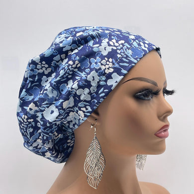 Niceroy Satin Lined Surgical SCRUB CAP navy ceil light blue floral Europe style nursing caps fabric and