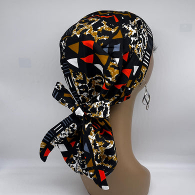 Ponytail hat PONY SCRUB CAP, yellow black brown orange surgical scrub hat nursing caps and satin lining option for locs, braid, long hair
