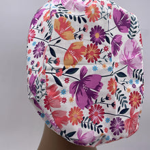 Load image into Gallery viewer, Niceroy Satin Lined Surgical SCRUB CAP purple pink floral Europe style nursing caps fabric and .