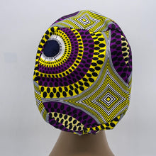 Load image into Gallery viewer, Niceroy Satin Lined Surgical SCRUB CAP purple Yellow Ankara Europe style nursing caps African print fabric and .
