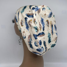 Load image into Gallery viewer, Niceroy Satin Lined surgical SCRUB HAT CAP, Europe style nursing caps made with cream feathers Cotton fabric and  bonnet chemo hat
