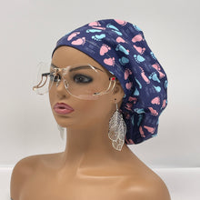 Load image into Gallery viewer, Labor Delivery Scrub Cap – Adjustable Satin Lined Hair Cap with Baby Feet Print