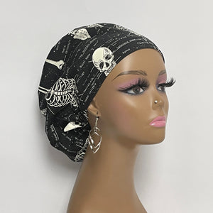 Niceroy Satin Lined surgical SCRUB HAT Cap, Europe style black white glow in the dark cotton fabric hat and .