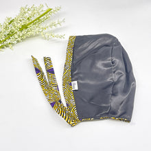 Load image into Gallery viewer, Niceroy satin lined  MEN unisex pixie surgical SCRUB HAT Cap, nursing caps, tie back cap,  African print men scrub cap